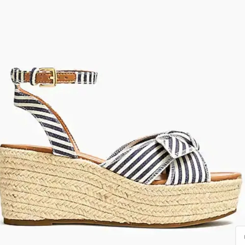 J CREW SIZE 9 CANVAS BOW FLATFORM ESPADRILLES - Picture 3 of 5
